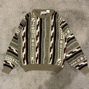 COOGI style Men's Earth Tone Geometric Sweater